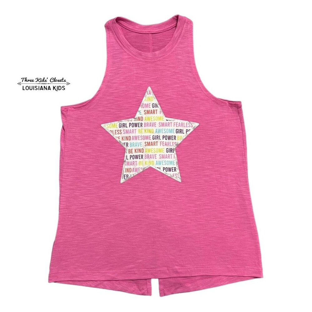 Member's Mark Sz 14/16 Pink Racerback Star Athletic Tank Top